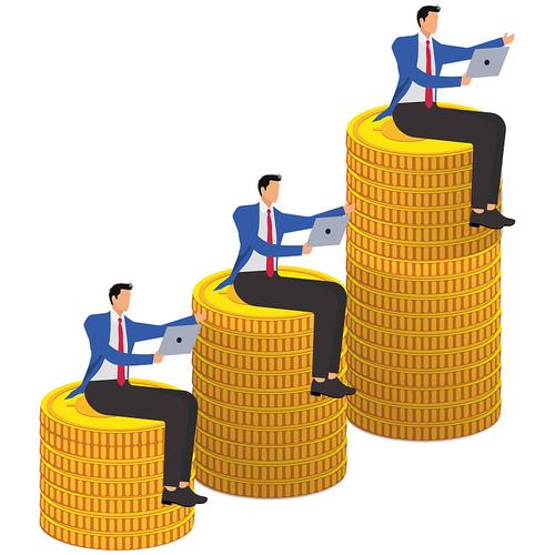 成功的投资者或企业家财务咨询投资储蓄现代矢量插图